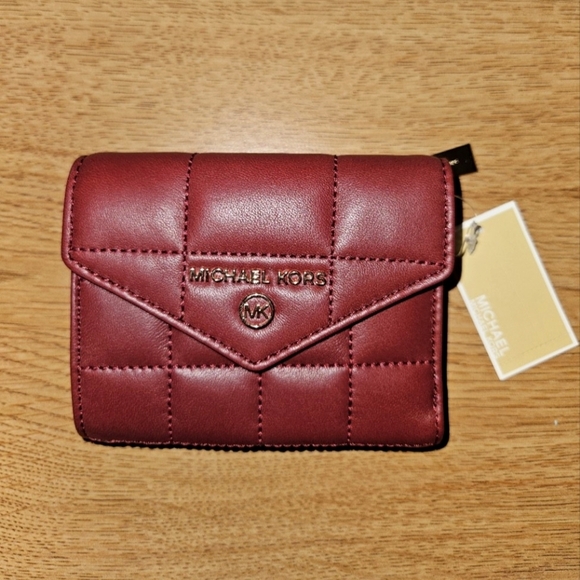 MICHAEL Michael Kors Handbags - Michael Kors Leather Compact Trifold Jet Set Charm Wallet in Brandy